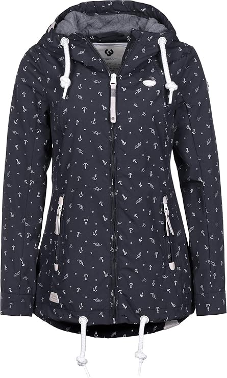 Ragwear ZUZKA Anchors Damen,Jacke,Übergangsjacke mit Kapuze,vegan