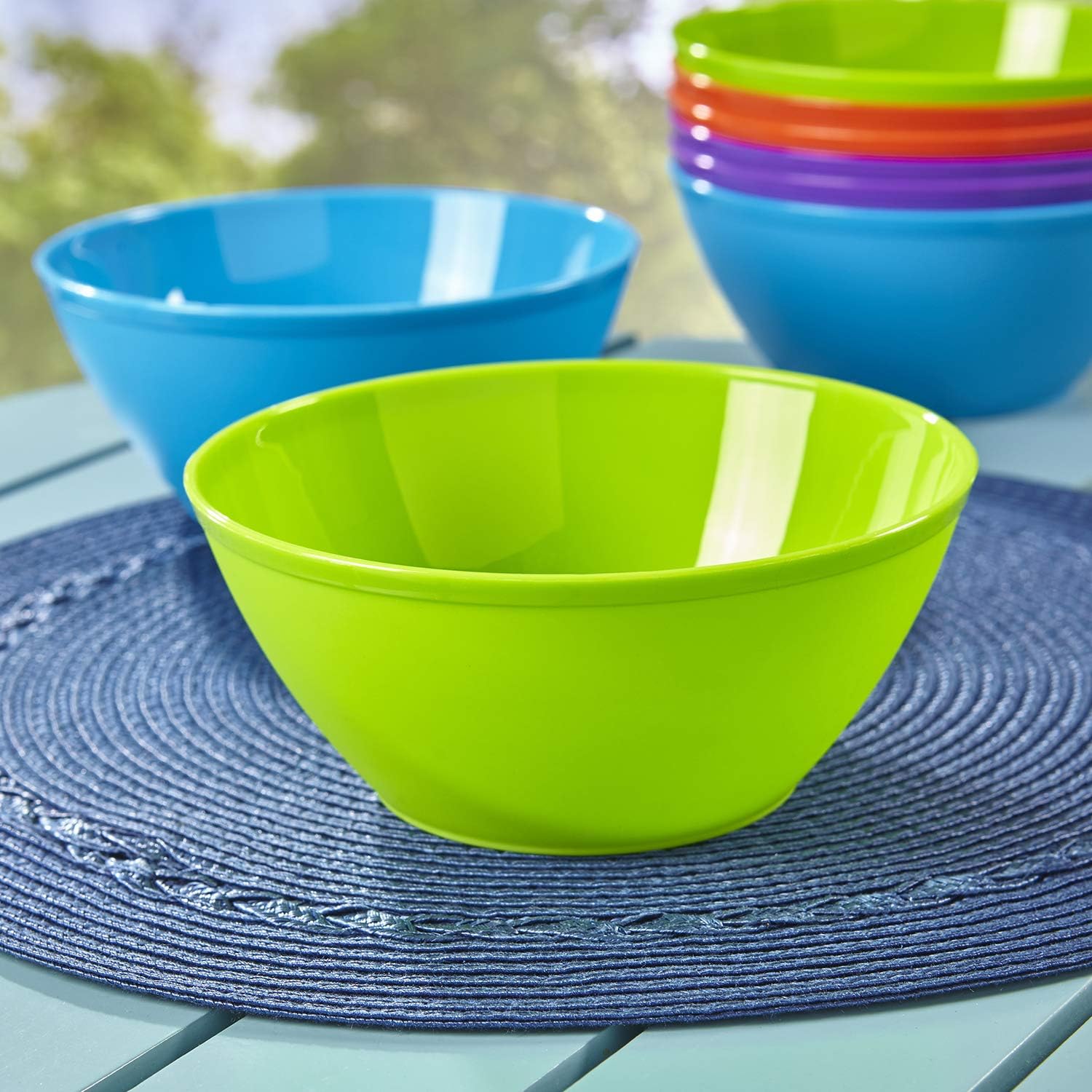 Fresco 6-inch Plastic Bowls for Cereal or Salad | set of 8 in 4 Classic Colors: Kitchen & Dining