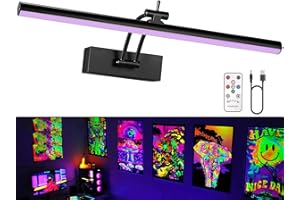 Yuichoy Black Light for Blacklight Tapestry, 16" Picture Lights Battery Operated with Remote for Halloween Fluorescent Poster, 5200mAh Glow in The Dark Party for Bedroom Wall Birthday Décor