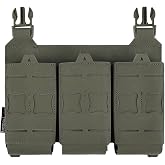 YAKEDA Tactical Placard Triple Magazine Pouch with Quick Release Mag Pouch Insert, UTX Buckles Combined with Chest Mini Rig and Vest
