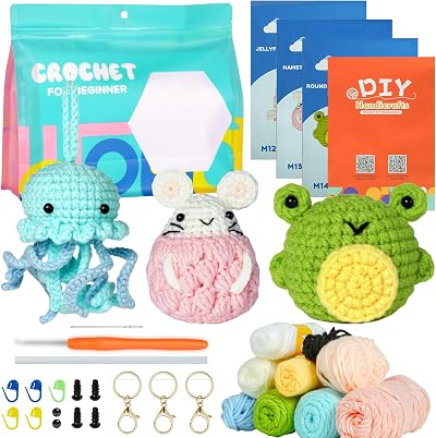 AUAUY Beginner Crochet Kit Animal Starter Set with Video Tutorials