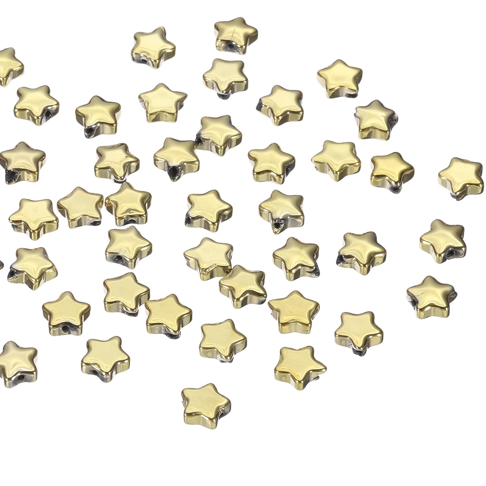 PATIKIL 8mm Crystal Star Beads, 100 Pcs Star Bead Glass Spacers Bead Star Shaped Charm Pendants for Jewelry Making Bracelet Necklace DIY Crafts, Golden