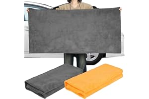Mindsoft 2 Pcs 55'' x 28'' Extra Large Microfiber Car Drying Towels Quick Absorbency Car Drying Towel No Streaks Scratches Water Spots Car Cleaning Towels Auto Detailing Cloth for Vehicle, Orange Gray