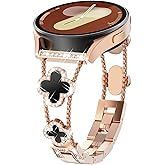 WINGLE for Galaxy Watch 8/8 Classic Band 40/44/46mm Galaxy Watch 7 6 5 4 FE Band 40mm 44mm Samsung Watch 5 Pro Bands 45mm, Women Four Leaf Clover Bling Bands for Watch 6/4 Classic 43mm 47mm 42mm 46mm