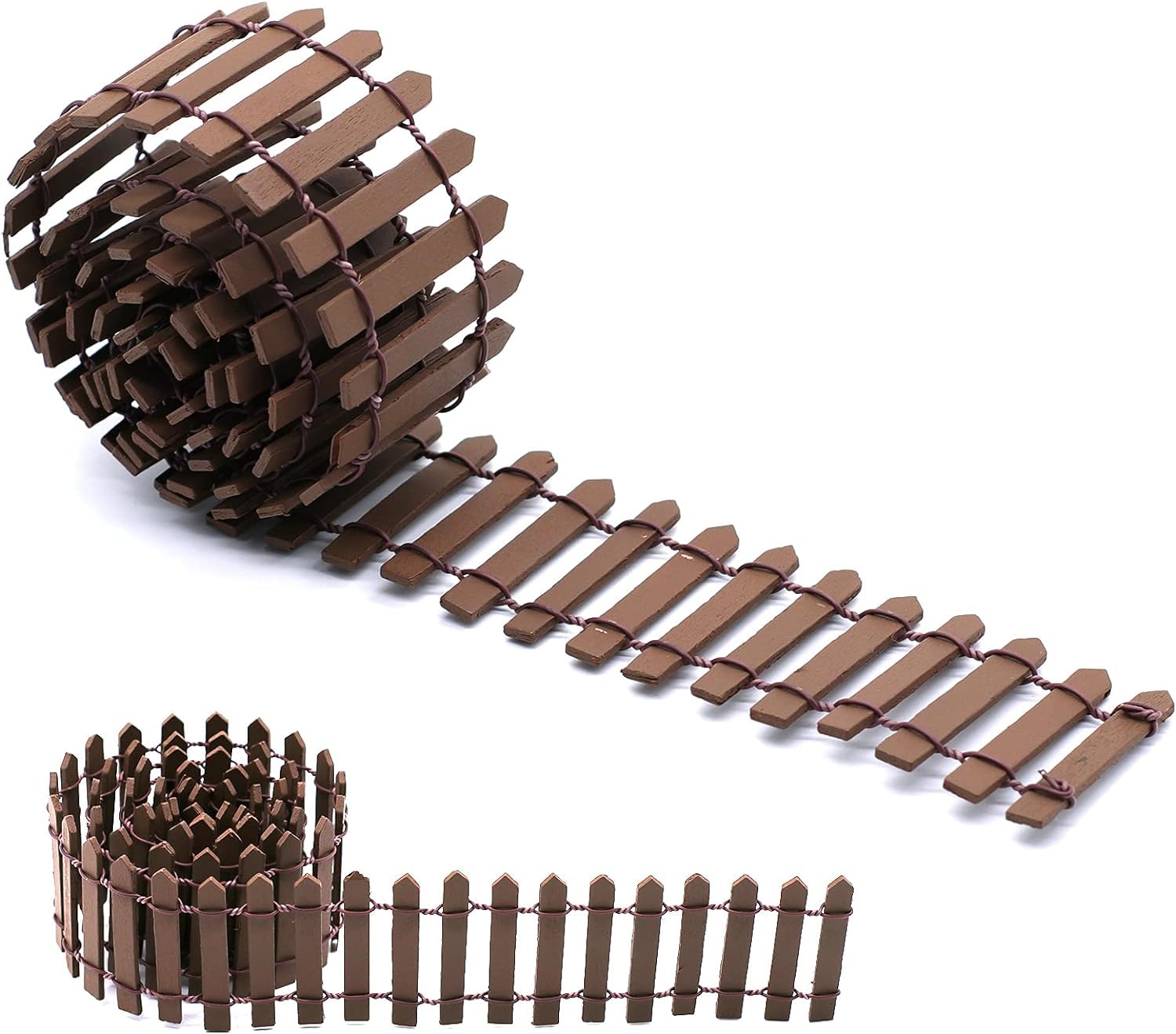 LNYMZD Braun Miniature Garden Fence Wooden Fence Flexible Miniature Fence Used for Miniature Landscape Dollhouse Flower Pot Fairy Garden Decoration Garden Decoration