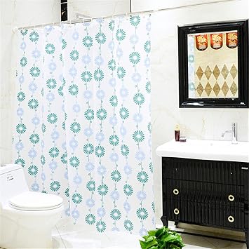 Peva Plastique Rideau De Douche Blanc Vert Gris Fleur Du