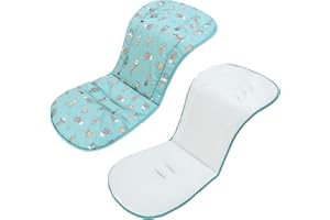 LAT LEE AND TOWN Universal Baby Stroller Seat Liners,Reversible Soft and Comfortable Baby Stroller Seat Cushion,Kids Seat Pads for Toddlers & Preschoolers -30 * 13.8'',1 Pack(Blue Cactus)