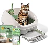 Purina Tidy Cats Breeze Cat Litter Box System Kit with Pellets &amp; Pads | Cat litter box with scoop, plus Zeolite pellets and cat litter pads, easy-to-use kit for odor control