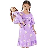 MHJY Matching Girls & Doll Nightgowns Vintage Short Sleeve Sleepwear Pajamas Dress for Girls and 18" Girl Doll
