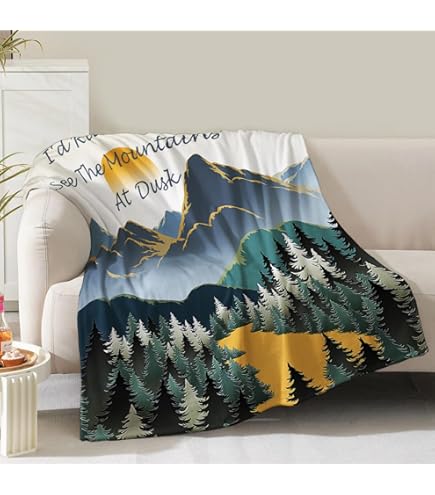 Amazon.com: Neasow Mountain Throw Blanket, Sunset Forest Tree Lake