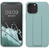 kwmobile Case Compatible with Apple iPhone 13 Pro Max - Case with Hand Strap and Stand Soft TPU Silicone Coating - Mint