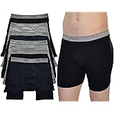 ToBeInStyle Men's Pack of Button Fly Loose Fit Solid Print Boxers