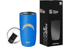 Simple Modern Officially Licensed NFL Los Angeles Chargers 16oz Travel Coffee Tumbler with Flip Lid | Stainless Steel Cup | Football Gifts for Men, Women | Voyager Collection | Los Angeles Chargers