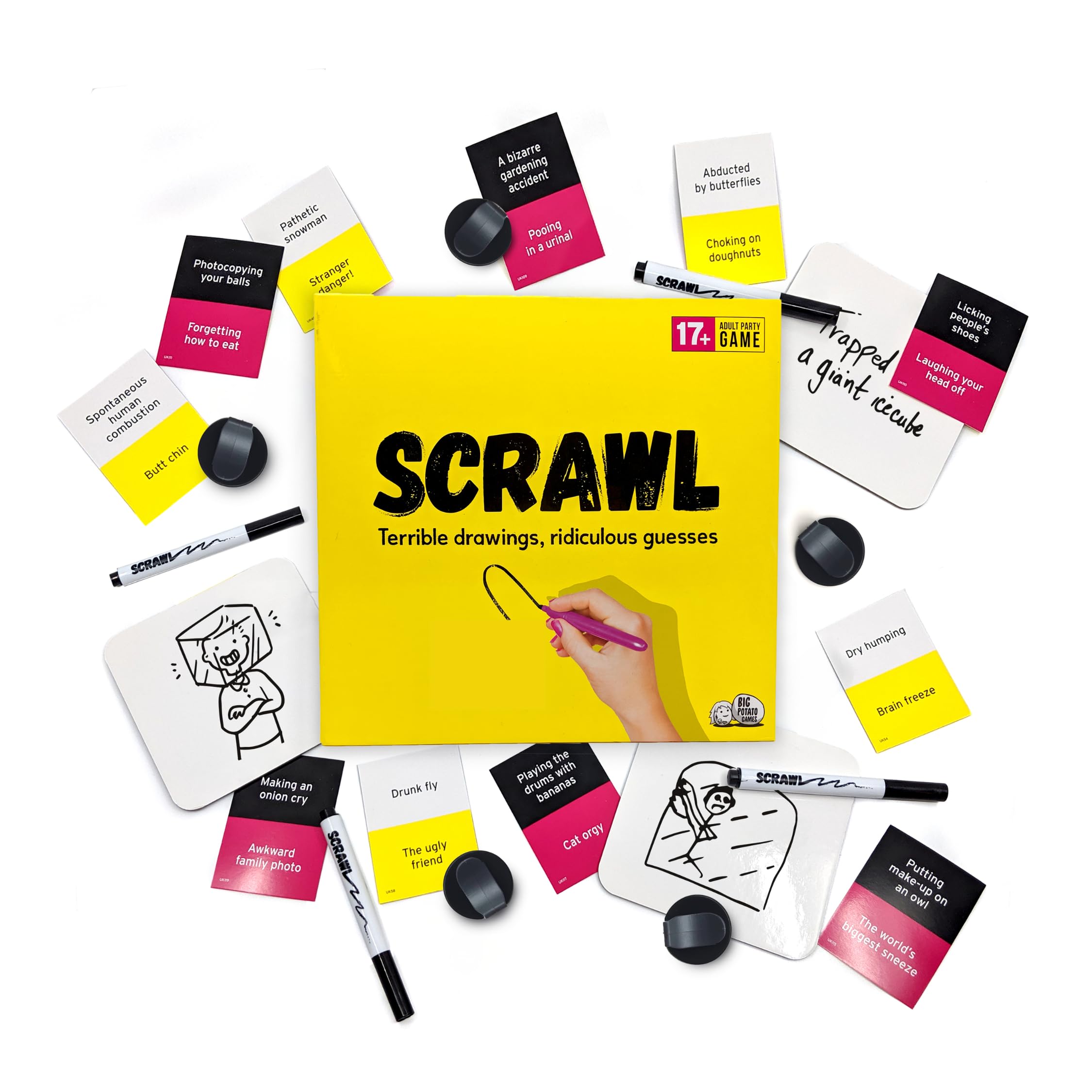 Scrawl Adult Board Game | Terrible Drawings and Ridiculous Guesses | Hilarious Board Game for Adults