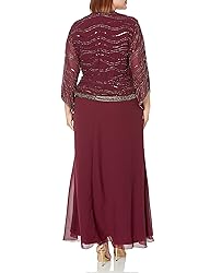 J Kara Women's Long 3/4 Sleeve V-Neck Beaded Faux