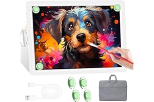 KOBAIBAN A4 Magnetic Light Pad with Bag, Rechargeable Diamond Art Light Board with Side Physical Buttons, 3 Color Light Modes Super Bright Light Table Light Box for Tracing, Drawing, Sketching (White)