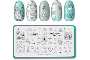 Maniology Kiss a Shark Nail Stamping Plate, Sharky Nail Art Designs, Sharks and Sea Creatures Manicures