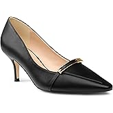 COLETER Women's Kitten Heels Pointed Toe Low Heel Pumps Comfortable Office Wedding Dress Shoes