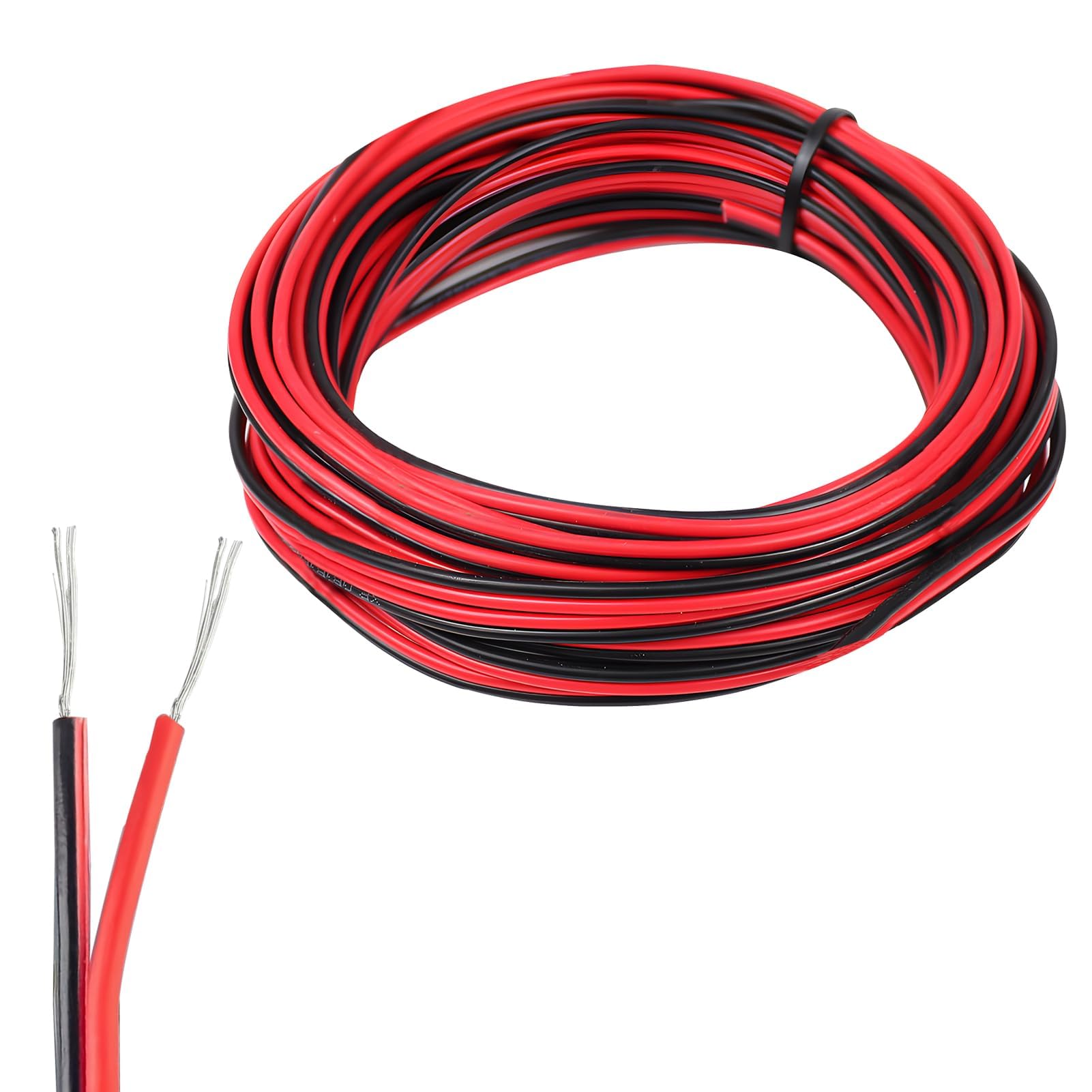 10 Meter 22AWG Electrical Wire 2 Core Black Red Wire Cable 22 Gauge 2 Pin Flexible Extension Cable for Car LED Strip Light RGB RGBW Tinned Copper High Temperature Wear-Resistant Oxidation Resistance