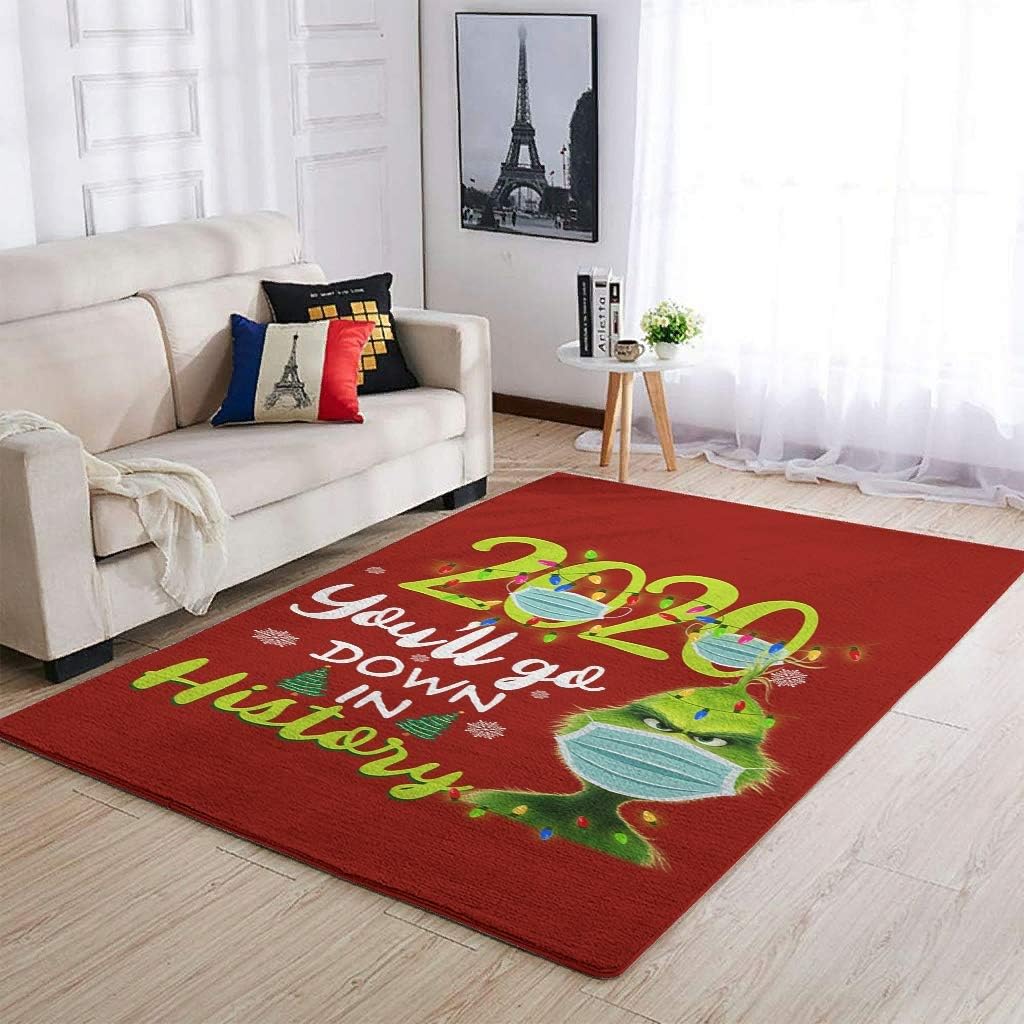 Christmas Grinch Down In Area Rug Patterned Warm Rectangle Throw Rugs