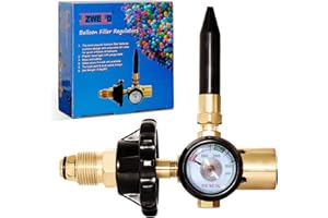 JZWELD Helium Latex Balloon Filler Air Flow Inflator Regulator 0-3000 PSI with Gauge for CGA580 Tank Valve, Balloon Helium Tank Regulator Filler Valve