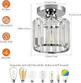ZYDTRIP Small Crystal Ceiling Light Silver Modern LED Fixture 5.9x5.9 in view 4