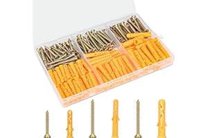 Aovchei Drywall Anchors Kit, 170pcs, 85 Plastic Drywall Anchors and 85 Philips Flat Head Screws, 3 Size #6 * 30#6 * 40#8 * 40, Wall Hanging Kit for Hanging Picture Frame, Shelf Brackets, Curtain Rod