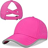 Girls Criss Cross Ponytail Baseball Cap Reflective Quick Dry Hat Kids Cooling Mesh Outdoor Sports Hat for Age 3-12