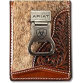 ARIAT Men's Calf Hair Floral Embossed Bottle Opener Leather Money Clip