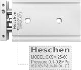 Heschen CXSM 25-60 Dual Rod Pneumatic Cylinder 25mm Bore 60mm Stroke Double view 7