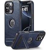 KSELF Leather Case for iPhone 16 Pro Max Case, Protective Slim with Kickstand Shockproof Phone Cases, Built-in Invisible Stand Compatible with iPhone 16 Pro Max 6.9'', Blue