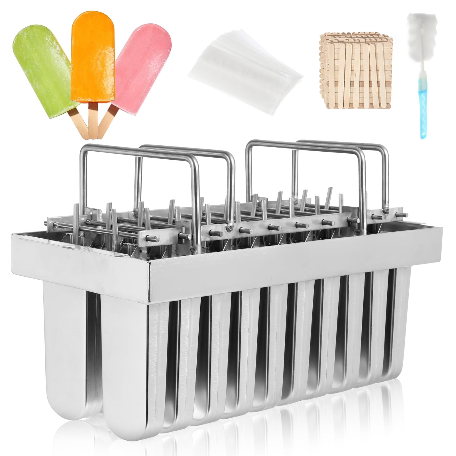 Photo 1 of Dyna-Living Commercial Popsicle Molds 20PCS Round Heads without Slot Stainless Steel Popsicle Molds Metal Ice Cream Popsicle Mold with Lid, Single Cup Capacity 108ml