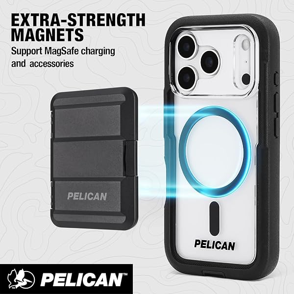 PELICAN VOYAGER IPHONE 17 PRO CASE [COMPATIBLE WITH MAGSAFE] RUGGED PHONE CASE W/ 24FT MILITARY-GRADE DROP PROTECTION – HEAVY DUTY PHONE COVER W/BELT CLIP HOLSTER FOR IPHONE 17 PRO – BLACK/CLEAR
