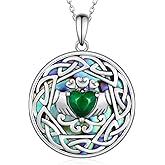 Feijiesi Claddagh Necklace 925 Sterling Silver Celtic Claddagh Necklace for Women Irish Jewelry Gifts for Women