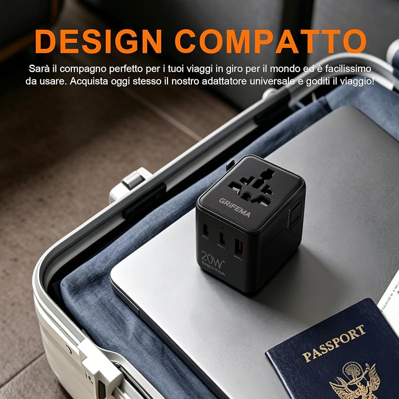 Adattatore universale da viaggio 5 in 1 20W PD — foto 7 di 8