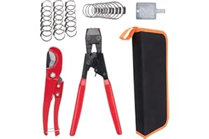 AZUNYYDS Pex Pipe Crimping Tool Kit with 20pcs 1/2", 10pcs 3/4" Clamps,Pipe Fitting Tool Kit Pex Crimping Clamp Cinch Tool Meets ASTM 2098 for Stainless Steel Clamps Sizes from 3/8" to 1" With Storage Bag