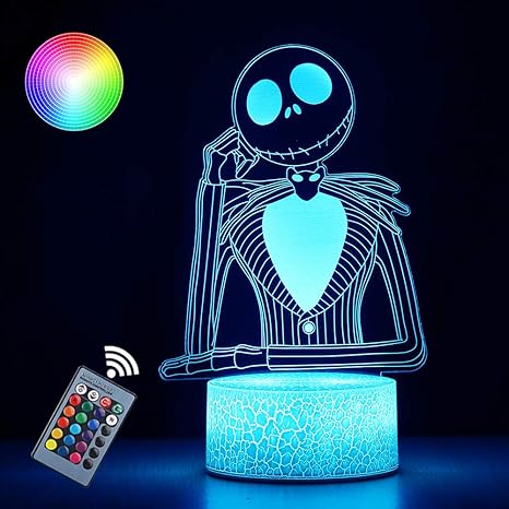 Amazon Com Halloween Town Pumpkin King Jack Skellington 3d Illusion Night Light Gifts Control Halloween Decor For Kids Bedroom Creative Lighting For Kids Jack Skellington2 Home Improvement
