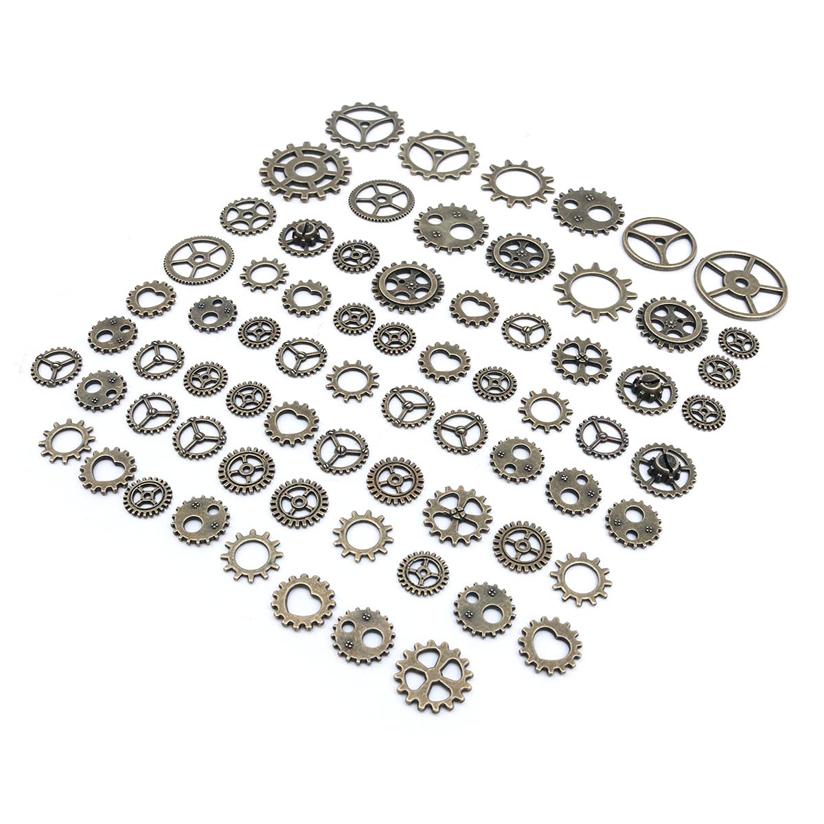 Tiardey 50g Steampunk Gears Kit,Assorted Antique Metal Wheels Pendant Watch Clock Gears for DIY Crafts Jewelry Making Accessories Bronze - Bronze