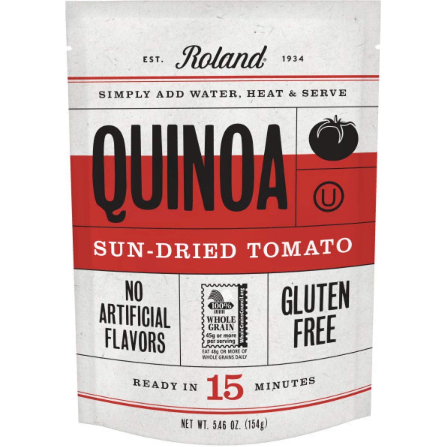 Roland Foods Sun-Dried Tomato Seasoned Quinoa, Gluten Free, Specialty Imported Food, 5.46-Ounce Pouch