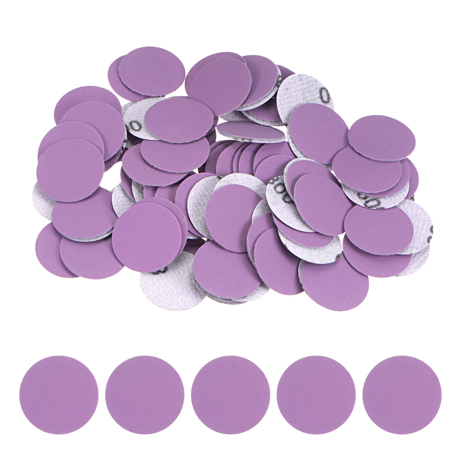 Kozelo 100pcs Premium Sanding Discs Hook and Loop - [1 Inch x 800 Grits] Purple Sandpapers Mini Size for Jewelry Wood Metal Polishing