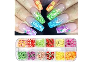 CHANGAR Fruit Nail Art Slices, 3D DIY Nail Art Fimo Slime Supplies Stickers Decoration Colorful Apple Kiwi Fruit Banana Lemon Strawberry Watermelon for DIY Crafts, Nail Art and Cellphone Decoration