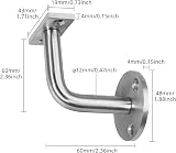 Proster 4PCS Stainless Steel Handrail Brackets Wall Mounted 90° view 2
