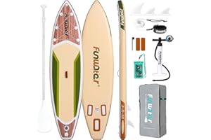 FunWater Inflatable Stand Up Paddle Board with Premium SUP Paddleboard Accessories, Wide Stable Anti-Slip EVA Deck, 11'/10'6" Paddle Boards for Adults & Youth of All Skill Levels