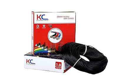 KC Cab 1 Sq mm Copper PVC Insulated Wire, 90m(Black)