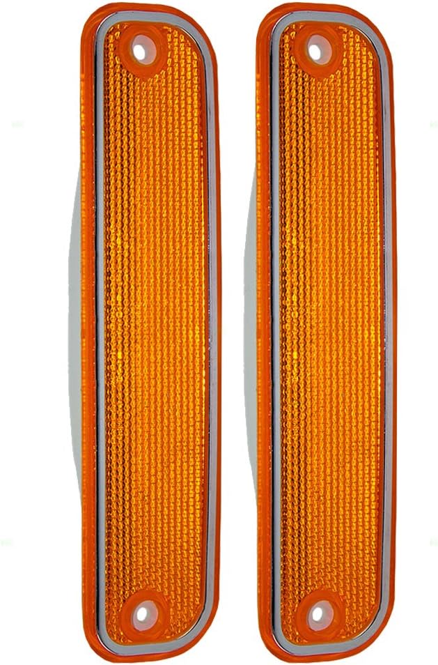 Aftermarket Replacement Driver and Passenger Set Front Signal Side Marker Lights with Chrome Trim Compatible with 1973-1980 C/K Pickup Truck Suburban Blazer Jimmy 6270434