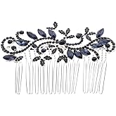 Lurrose Wedding Hair Comb Blue Rhinestone Hair Comb Hairpin Bride Vintage Flower Crystal Overtone Bridal Accessories for Bridal Bridesmaid