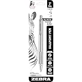 Zebra® F-701 Stainless Steel Retractable Ballpoint Pen, Fine Point, 0.7 mm, Silver Barrel, Black Ink