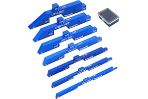 TRAVEANT Router Table Set Up Bars, 7PCS Aluminum Precision Block Height Gauge Set for Woodworking Table Saw Accessories Angle Depth Thickness Router Gauge Set Up Carpenter Measuring Tools (Blue)