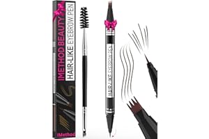 iMethod Eyebrow Pen - Eyebrow Pencil Magical 2-in-1 Eye Brow Pencils for Women with 4-Fork-Tip & Precise Brush-Tip for Natural Hair-Like Brows, Last All-Day, with Eyebrow Spoolie Brush, Dark Brown