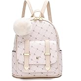 I IHAYNER Girls Fashion Backpack Mini Backpack Purse for Women Teenage Girls Purses PU Leather Pompom Backpack Shoulder Bag